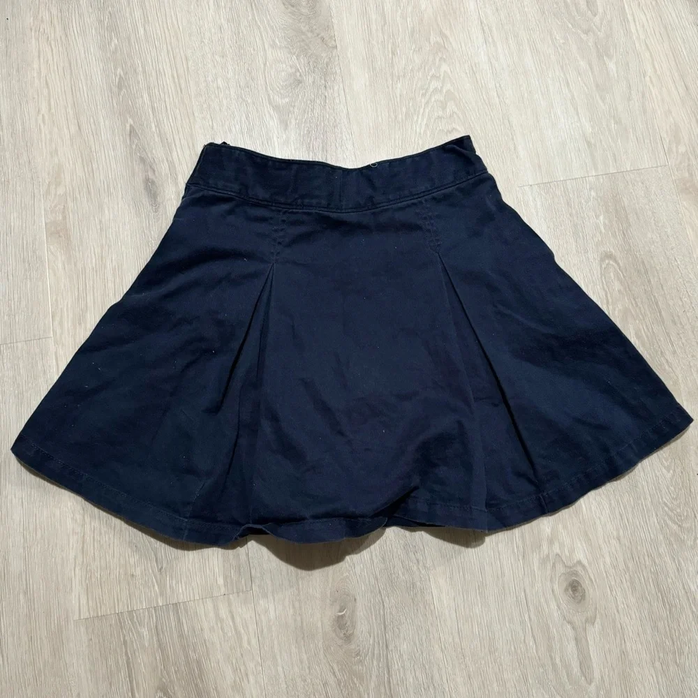 Kids Gap Girls Dark Wash Blue Denim Pleated Skater Jean Skirt Size 12 L